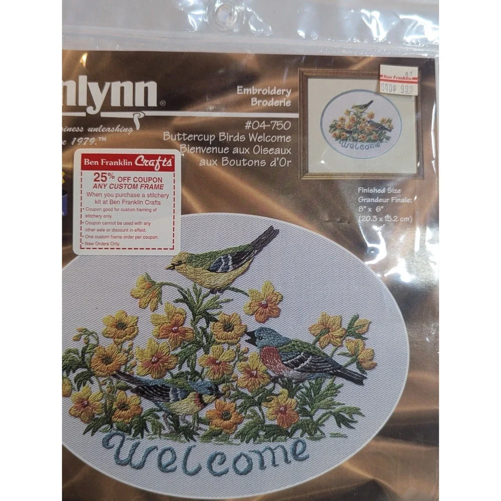 JANLYNN EMBROIDERY PATTERN #04-750 BUTTERCUP BIRDS WELCOME‎